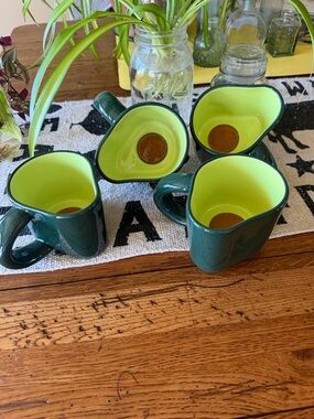 Tabitha Green and Lime Avocado-Shaped Ceramic Mugs - Set of 4
